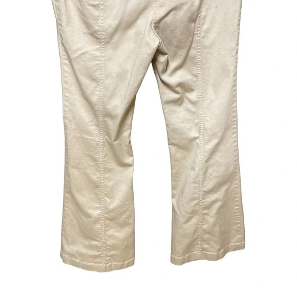 Alexis Helene Flared Stretch-Cotton Pants Button Denim Oyster Tan Size Medium - Picture 8 of 11